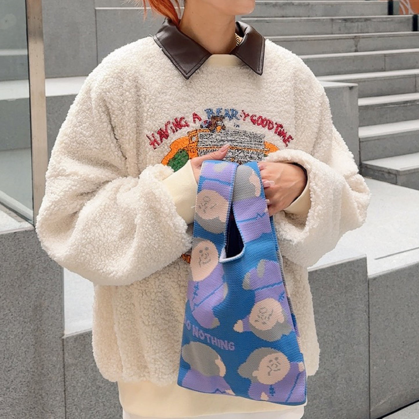 阿婆DO NOTHING CLUB針織袋